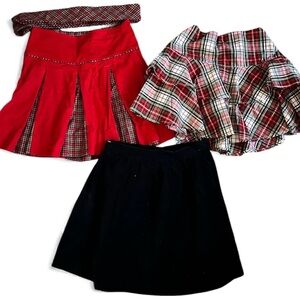 Strasburg Lot 3 Girls Skirts Red Plaid Navy Blue Holiday Winter Adjustable 5Y